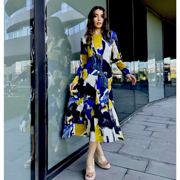 Zara Dresses Zara Nwt Abstract Midi Dress Poshmark